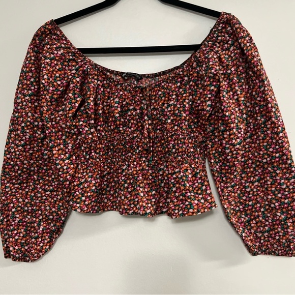 Zara Tops - Zara Black Multicolor Floral Blouse